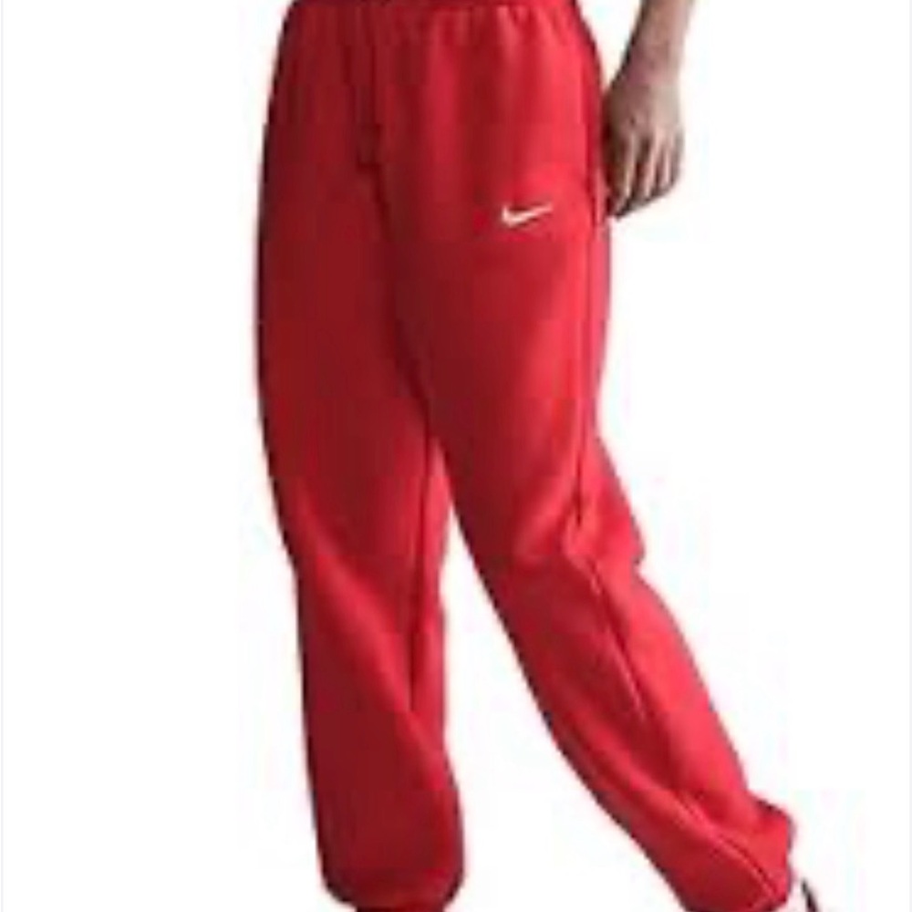 Nike Sportswear Fleece Joggers Red Sweatpants Embroidered Swoosh‎ Mens Medi #798